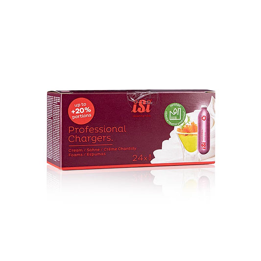 Einweg Sahnekapseln, Distickstoffmonoxid, Professional Charger, iSi, 24 St