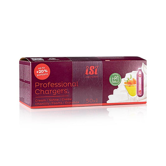 Einweg Sahnekapseln, Distickstoffmonoxid (N20), Professional Charger, iSi, 50 St