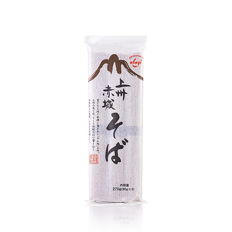 Soba-Nudeln, mit Buchweizen- und Weizenmehl, dunkel, 1 mm, 20 cm lang, Akagi Joshu, 270 g