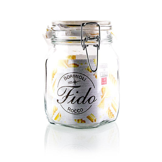 Drahtbügelglas - Fido, 1 l, quadratisch, mit Gummi, 1 St