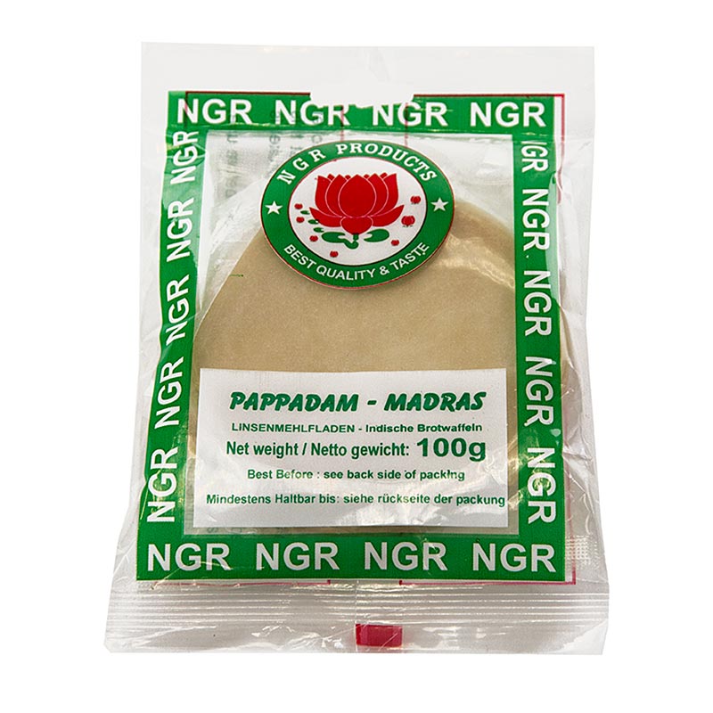 Pappadums, natur, ø 9,5cm, NGR, 100 g, 25 St