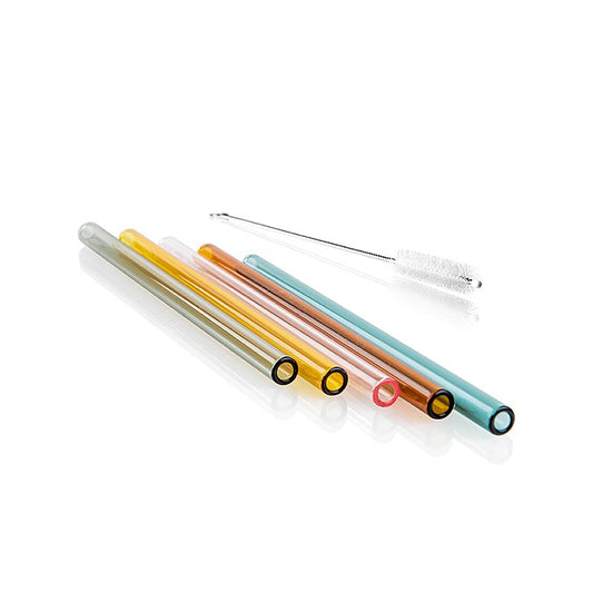 Glas-Trinkhalme, gerade & bunt, ø8 mm (1,5 mm Wand), 15 cm, 50 St