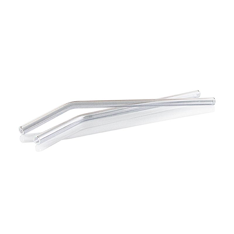 Glas-Trinkhalme (Borosilicat), gebogen, ø8 mm (1,1 mm Wand), 21 cm, 10 St