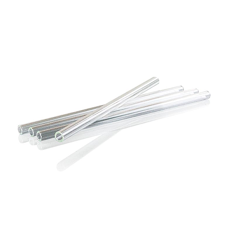Glas-Trinkhalme (Borosilicat), gerade, ø8 mm (1,1 mm Wand), 21 cm, 10 St