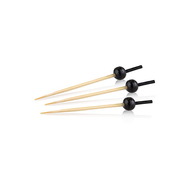 Holz-Spiesse, mit schwarz gefärbtem Ende, schwarzer Kugel, 6 cm, 100 St