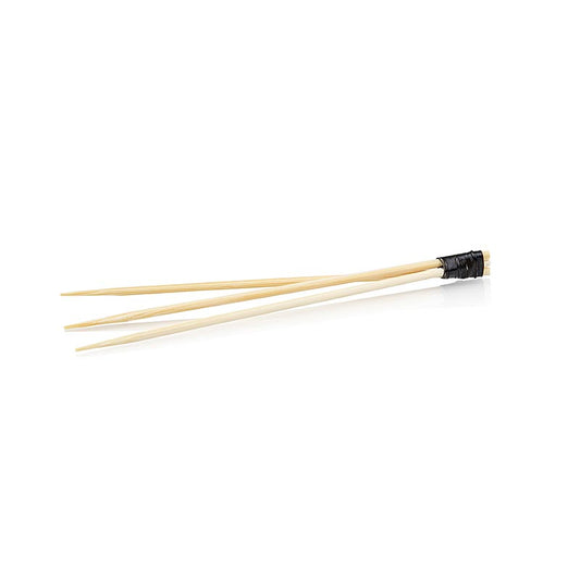 Bambus-Spiesse, mit 3 Zacken, schwarz gebunden, 9 cm, 100 St