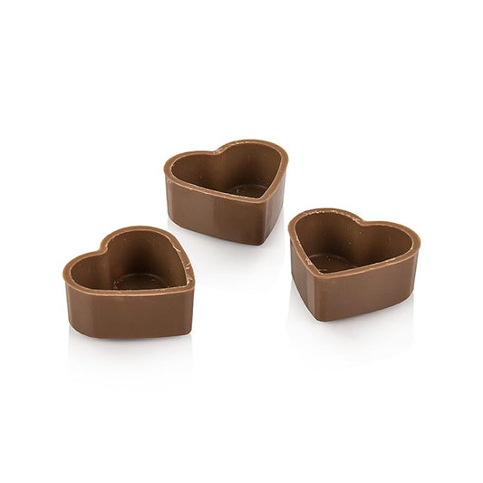 Pralinen-Schalen Herz, Vollmilch, 29x33x13mm h, Läderach, 2,492 kg, 784 St