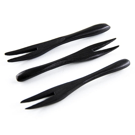 Mehrweg Bambusgabel, schwarz, 9cm, spülmaschinenfest, 10 St