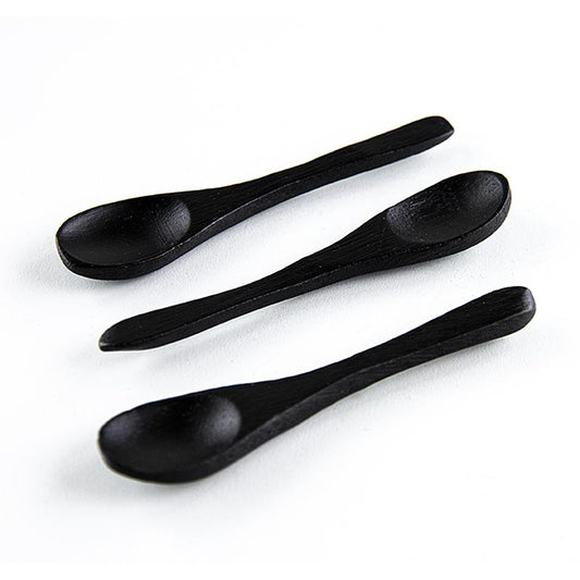 Mehrweg Bambuskaffeelöffel, schwarz, 9 cm, spülmaschinenfest, 100 St