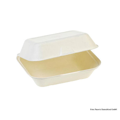 Einweg Naturesse Food Box, Klappdeckel, mittel, 18,5x14x7,4cm, Zuckerrohr, 250 St