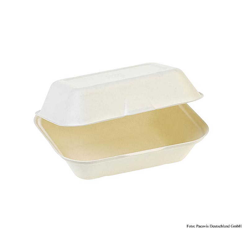 Einweg Naturesse Food Box, Klappdeckel, mittel, 18,5x14x7,4cm, Zuckerrohr, 250 S