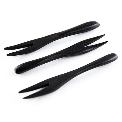 Mehrweg Bambusgabel, schwarz, 9cm, spülmaschinenfest, 100 St
