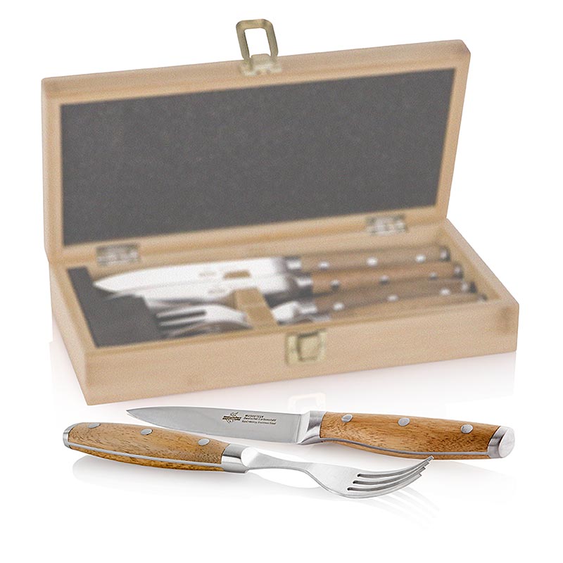 Steak Champ - Steakmesser-Set für 2 Personen, (2 Messer + 2 Gabeln), 4 St