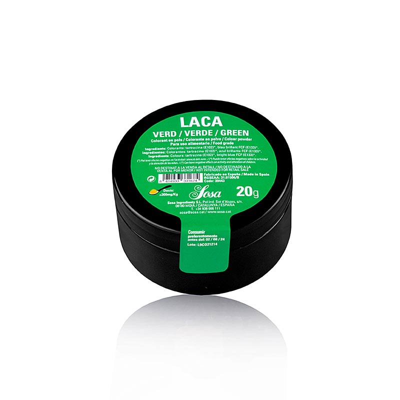 Sosa Lebensmittelfarbe, Puder, Grün, fettlöslich, 20 g
