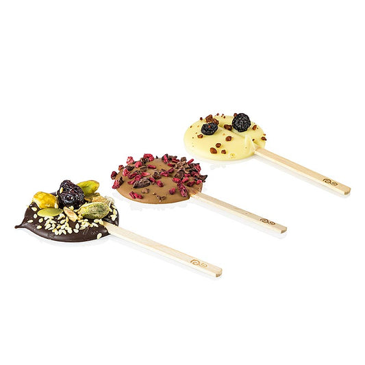 Schokoladen Lollies, 3 Sorten, ø 4,5x11 cm, 570 g, ca.44 St