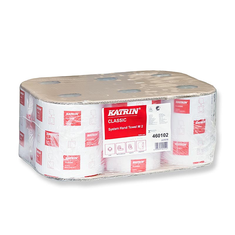Katrin Classic Handtuchrollen, 2-lagig, hochweiß, 21cm., 680 Blatt, 6 St