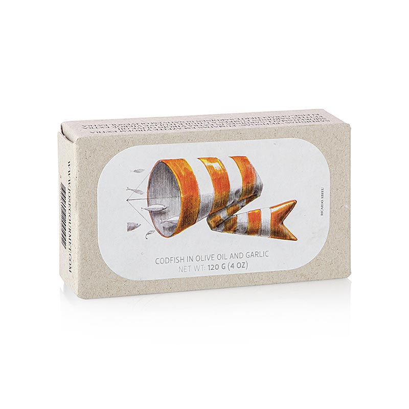 Kabeljau (Stockfisch), in Olivenöl + Knoblauch, Jose Gourmet, 120 g