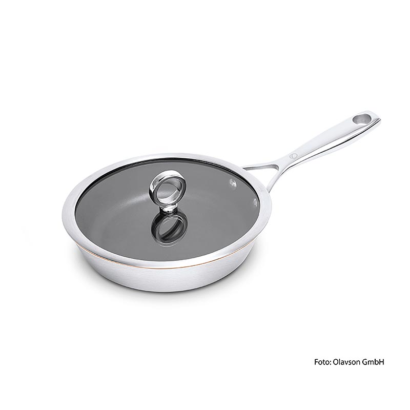 Olavson Kupferkern Pfanne, mit Deckel, beschichtet, 20cm, für alle Herdarten, 1