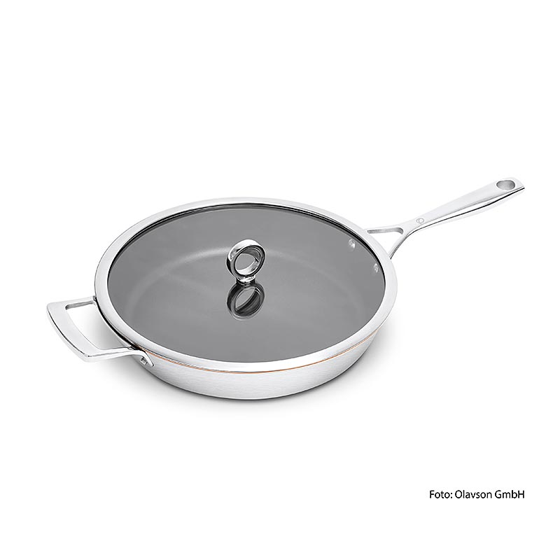 Olavson Kupferkern Pfanne, mit Deckel, beschichtet, 30cm, für alle Herdarten, 1