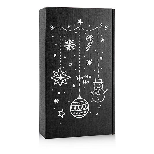 Weinpräsentkarton "Seta Schwarz X-Mas", 2er Präsentkarton, 360x180x90mm, 1 St