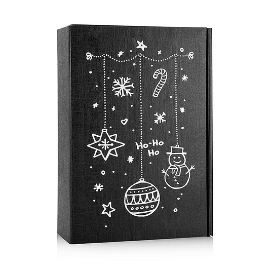Weinpräsentkarton "Seta Schwarz X-Mas", 3er Präsentkarton, 360x250x90 mm, 1 St
