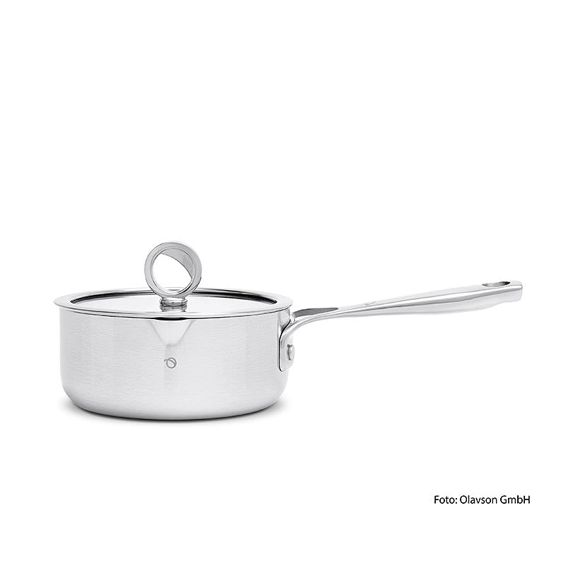 Olavson Kupferkern Stielkasserole, mit Deckel, 16cm, 1,3l, für alle Herdarten, 1