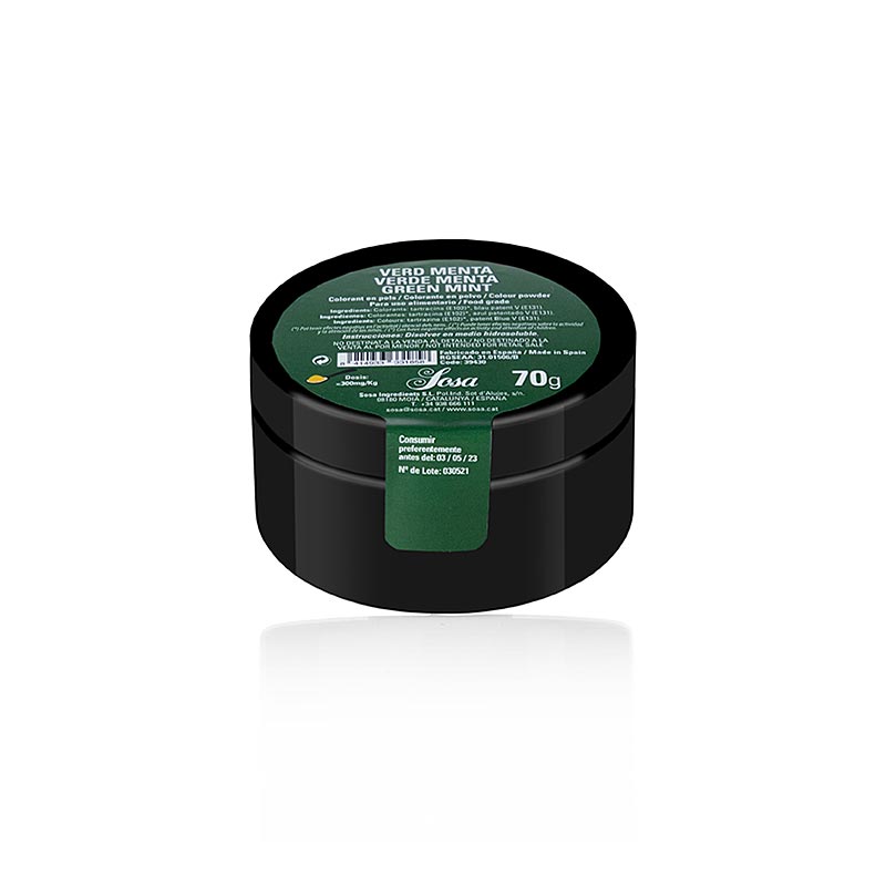 Sosa Lebensmittelfarbe Minzgrün, Puder, wasserlöslich (39430), 70 g