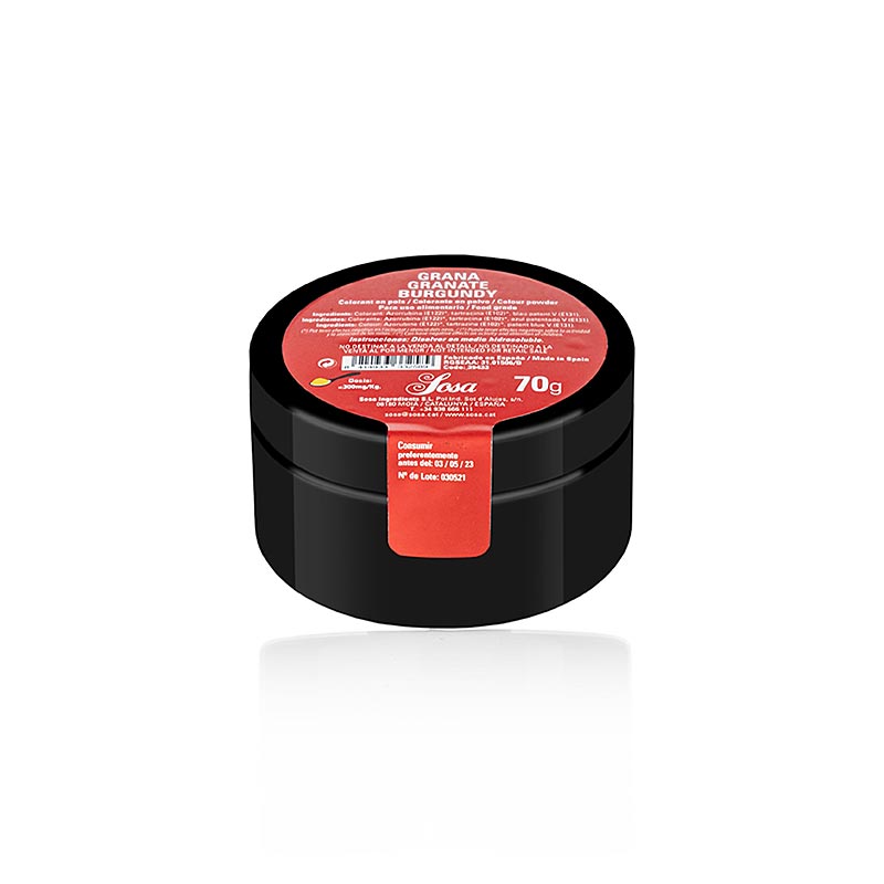 Sosa Lebensmittelfarbe Granat/Burgunder Rot Puder, wasserlöslich (39433), 70 g