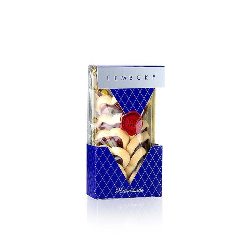 Teegebäck Sweet Heart, Keksherz mit Johannisbeergelee & Pistazie, Lembcke, 100 g