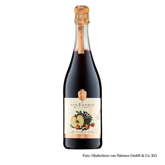 Van Nahmen Apfel-Heidelbeere-Kirsche Fruchtsecco, alkoholfrei, 750 ml