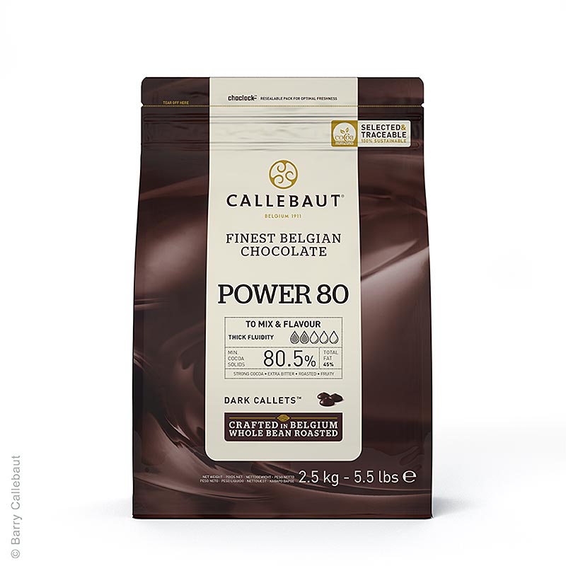 Dark Power 80, Bitter Schokoladen Callets Couverture, Callebaut, 2,5 kg