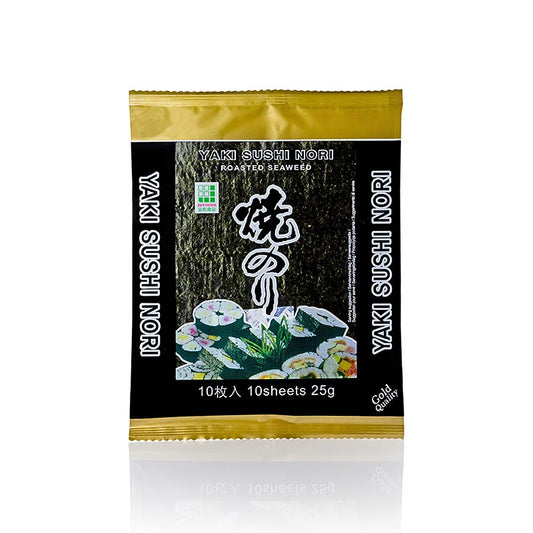 Yakinori ganze Grösse, getrocknete Algenblätter, geröstet, Gold, 25 g, 10 Blatt