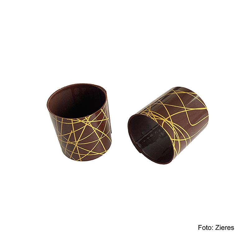 Schoko-Cannelloni (3,5cm-Ø 3,5cm) dunkel mit gelben Linien, 215 g, 35 St