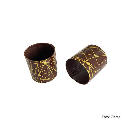 Schoko-Cannelloni (3,5cm-Ø 3,5cm) dunkel mit gelben Linien, 215 g, 35 St