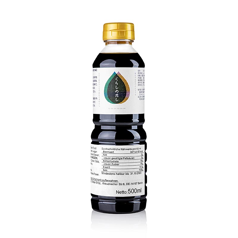 Dashi-Fond-Konzentrat, dunkel, vegan, Fueki-Shoyu, Japan, 500 ml