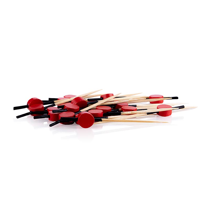 Oxstal - Bambus Spiesse, mit schwarz gefärbtem Ende, rote Scheibe, 7 cm