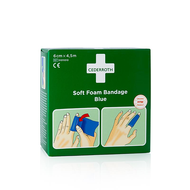 Cederroth - Soft Foam Bandage, Blue, 6 x40cm (51011010), 10 St