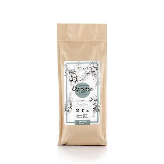 BOS FOOD - Espresso Spezial, Arabica Kaffee -Mischung, ganze Bohne, 1 kg