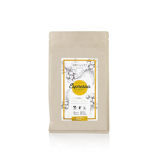 BOS FOOD - Espresso Classico, Kaffee Blend mit 20% Robusta, ganze Bohnen, 500 g