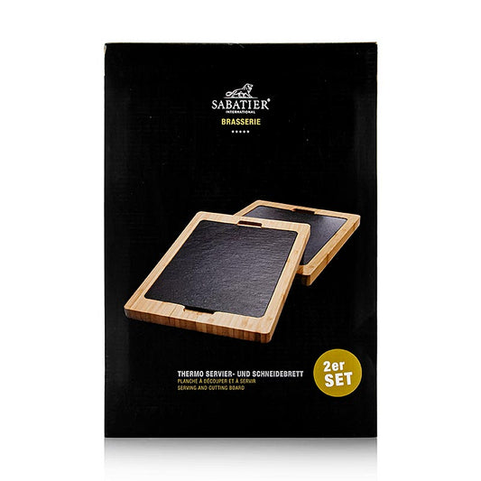 Thermo Servier- & Schneidebrett, mit Schieferplatte, 34x24x2cm, S.I.Bras., 2 St