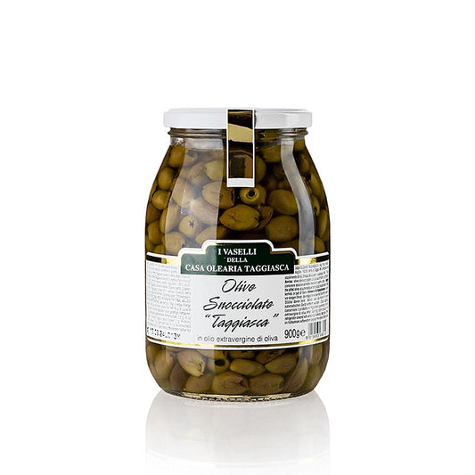 Schwarze Oliven "Snocciolate", in Oliven-Öl, ohne Kerne, Taggiasca, 950 g
