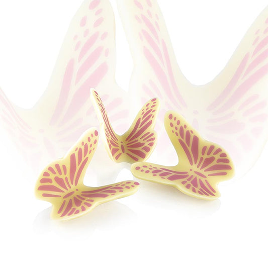 Schokoaufleger "Butterfly"(Schmetterling) pinkwhite,120 Stück, 286 g, Dobla 77572, 286 g, 120 St