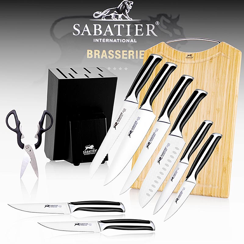 Messer Set inkl. Block, Brett & Schere, Sabatier International, 10 tlg.