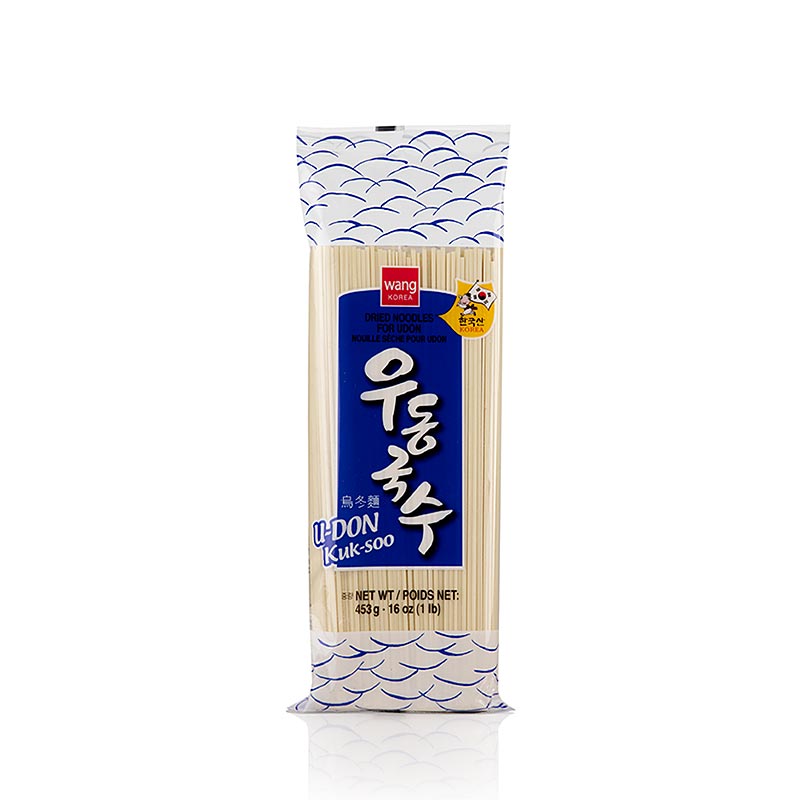 Udon - Weizennudeln, hell, flach, 2 mm, 21 cm lang, Wang, Korea, 453 g