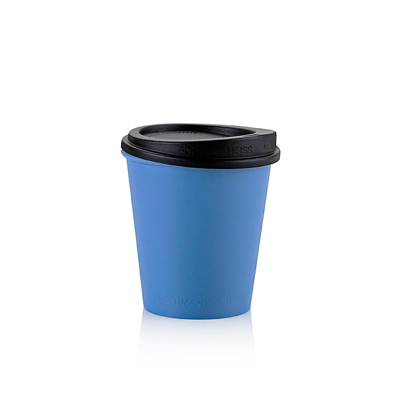Mehrweg Kaffeebecher "ToGo", 200 ml, Blau mit Deckel, 100 St