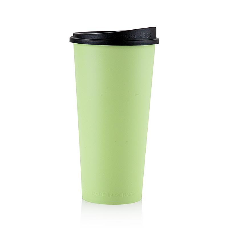 Mehrweg Kaffeebecher "ToGo", 400 ml, Grün mit Deckel, 90 St