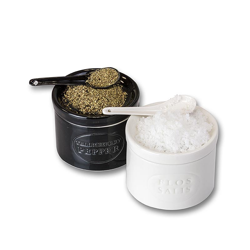 Keramikset, Marisol Flos Salis® 100g & Tellicherry Peffer 70g, Löffel, BIO, 170