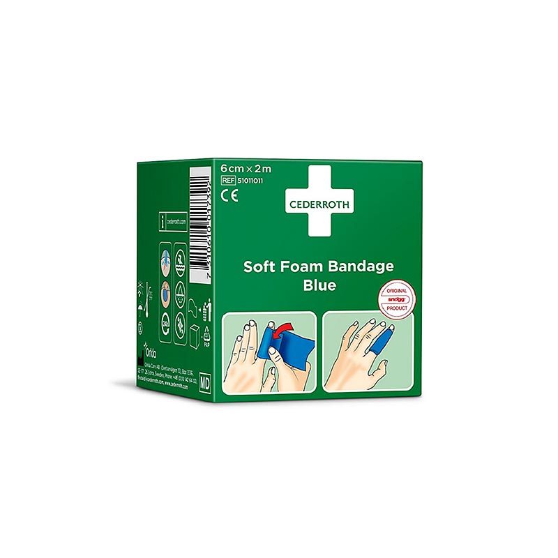 Cederroth - Soft Foam Bandage, Blue, 6 cm x 2m (51011011), 2 m