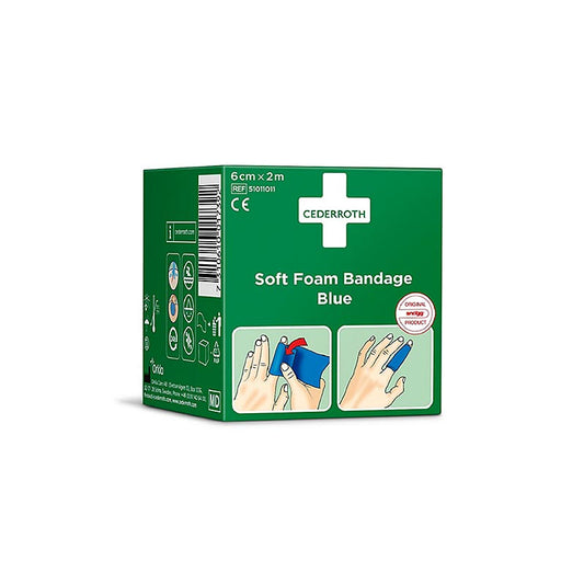 Cederroth - Soft Foam Bandage, Blue, 6 cm x 2m (51011011), 2 m