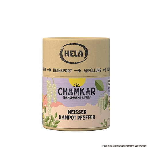 HELA Chamkar - Weißer Kampot Pfeffer, getrocknet, ganz, g.g.A., 110 g